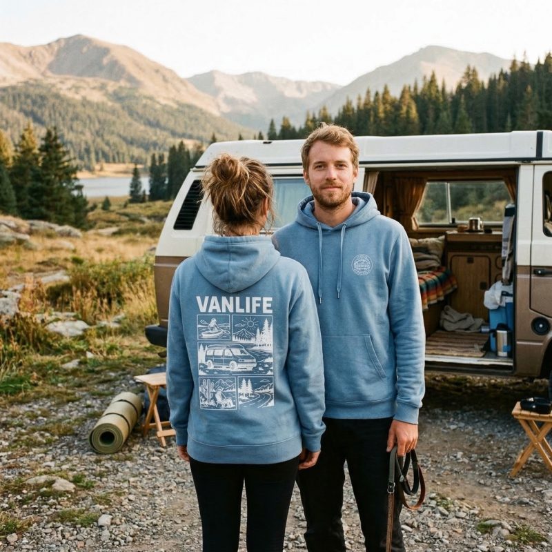 Bluza z kapturem Vanlife DustyBlue